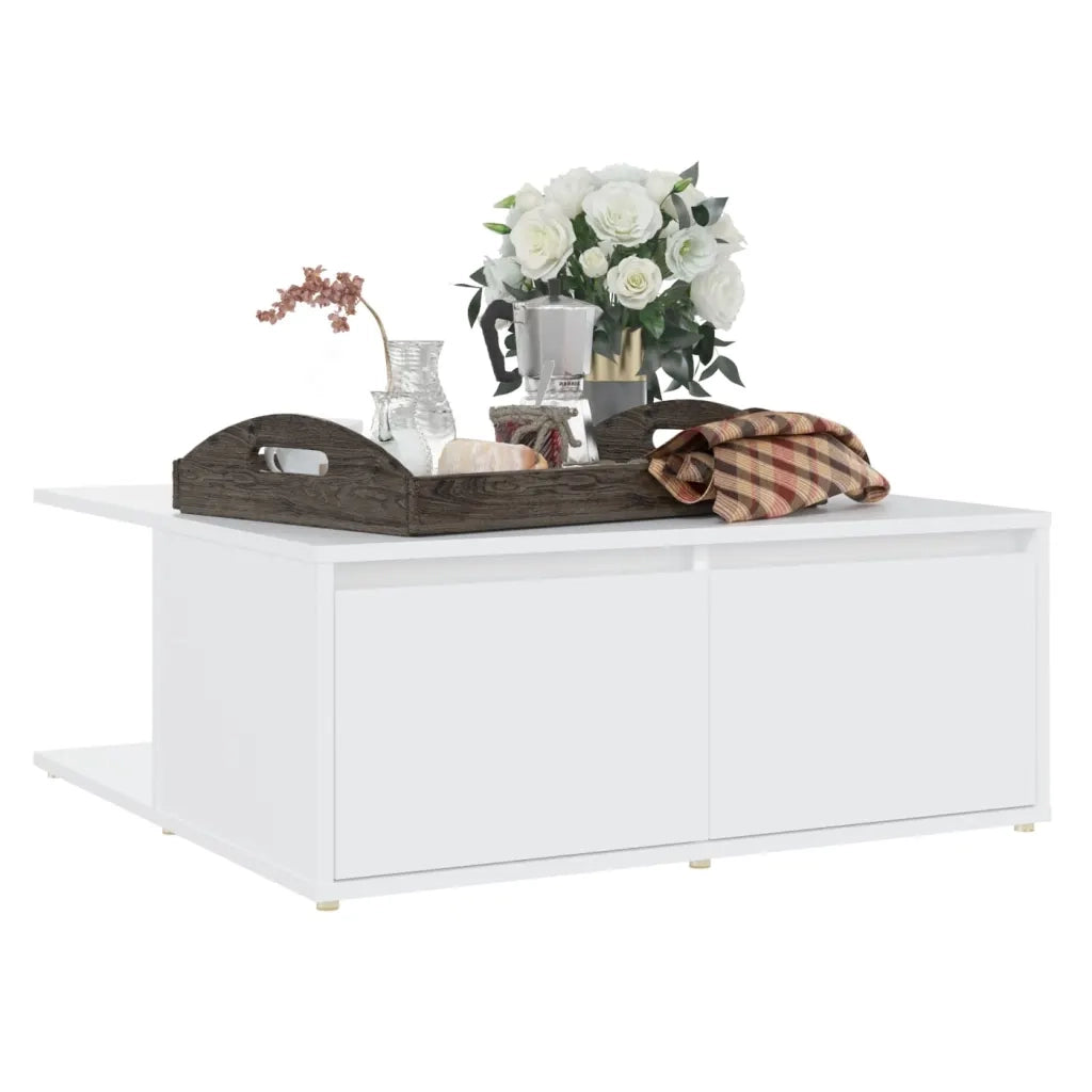 Tavolino da Salotto Bianco 80x80x31 cm in Legno Multistrato 806876