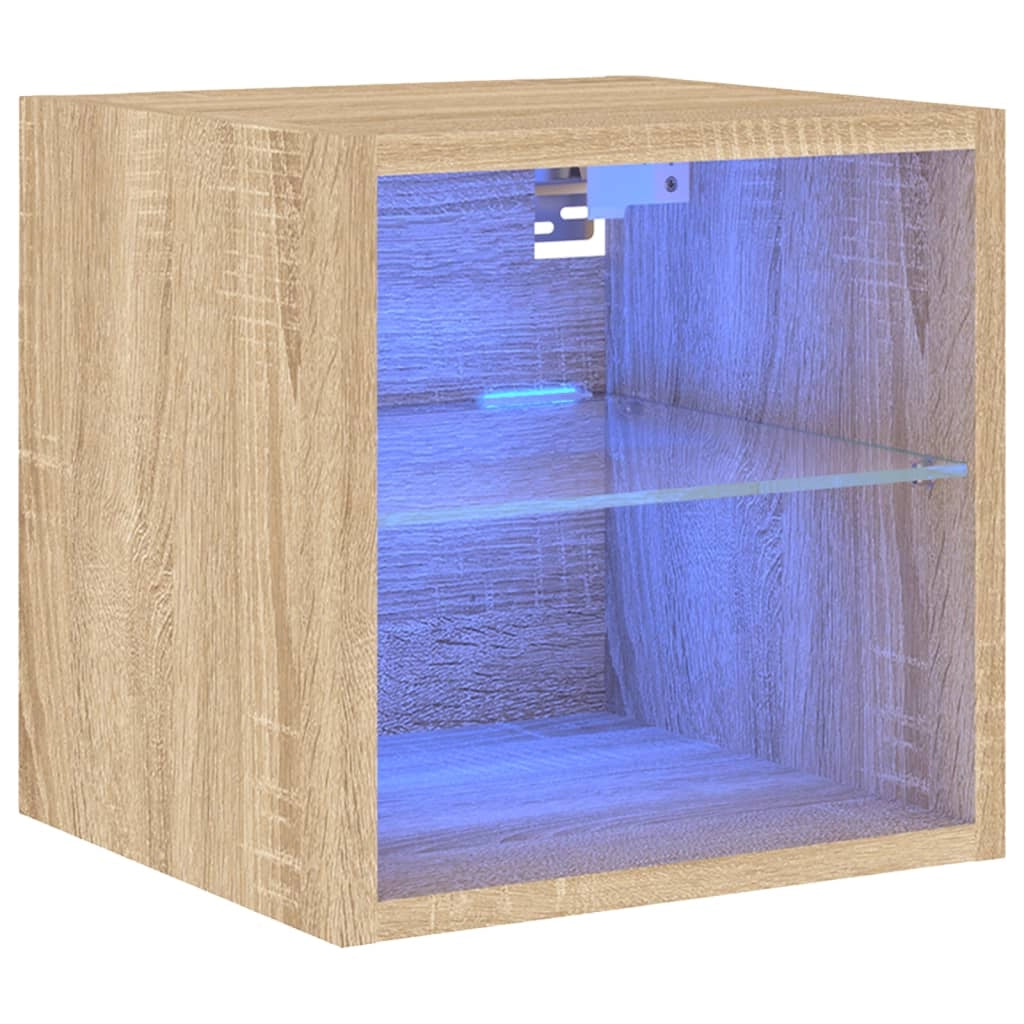 Mobile TV a Parete con Luci LED Rovere Sonoma 30x28,5x30 cmcod mxl 86122