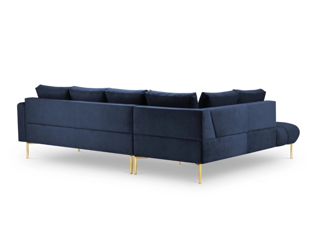 Cosmopolitan Design - Divano angolare sinistro "Hastings" 5 posti in velluto blu reale 
