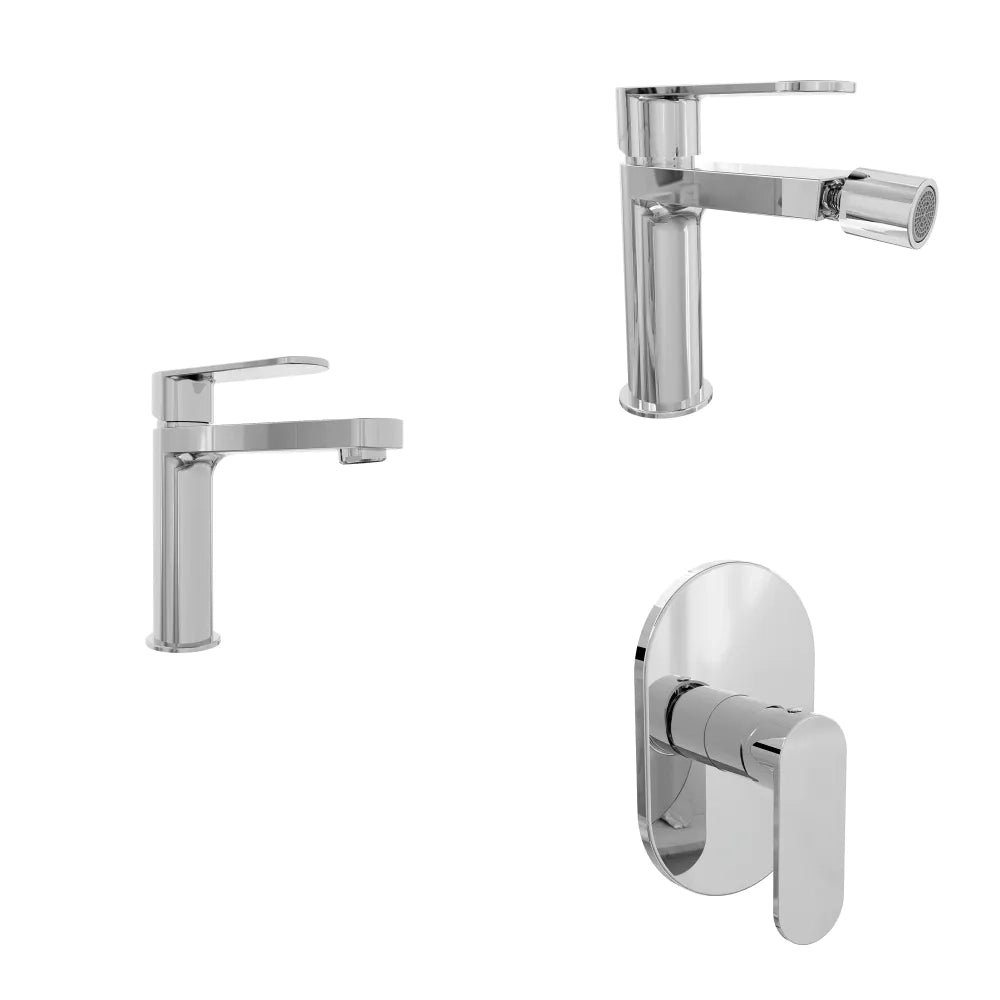 Set miscelatori lavabo 16cm bidet miscelatore doccia monocomando cromato | Margot
