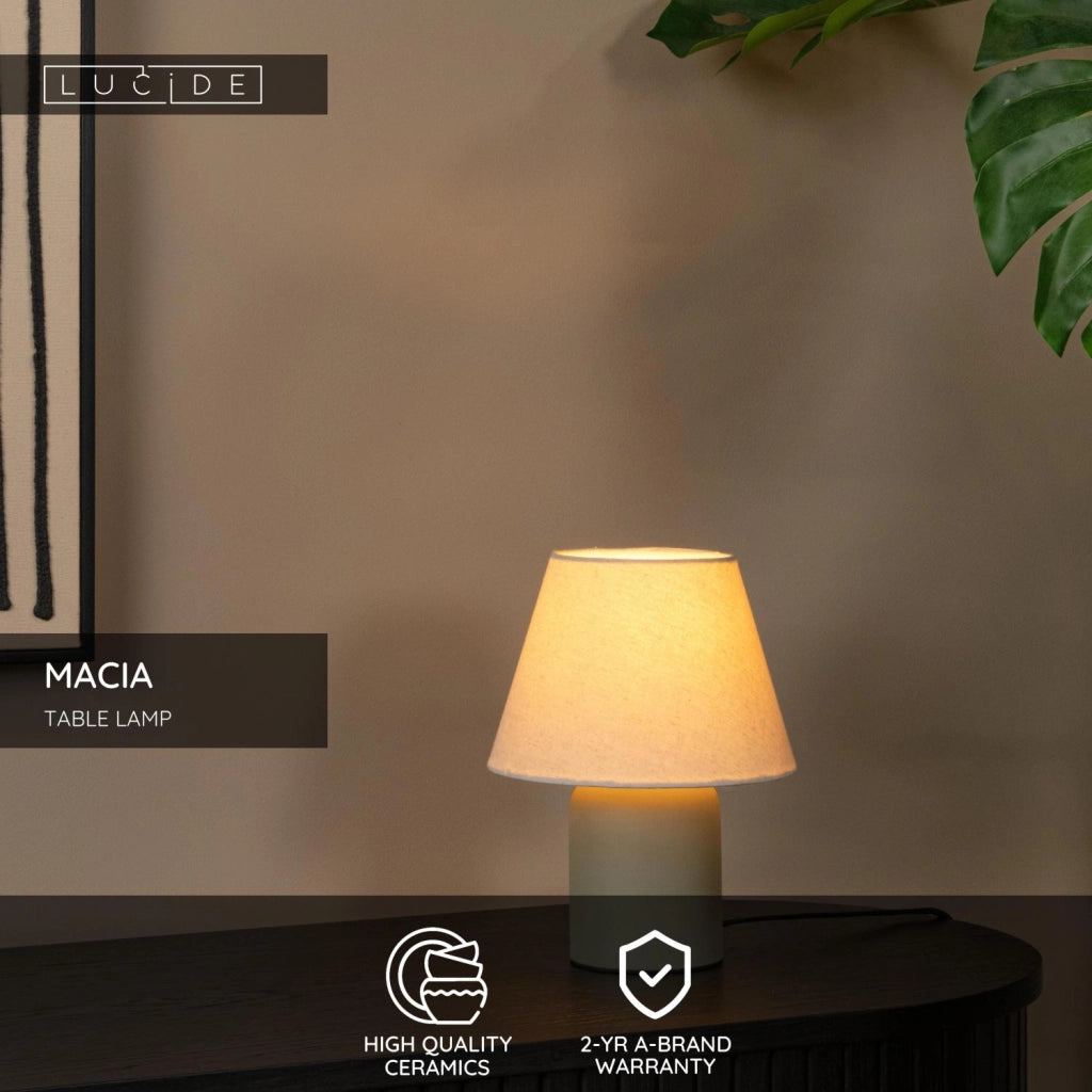Lampada da tavolo MACIA ceramica lino verde-beige Lucide
