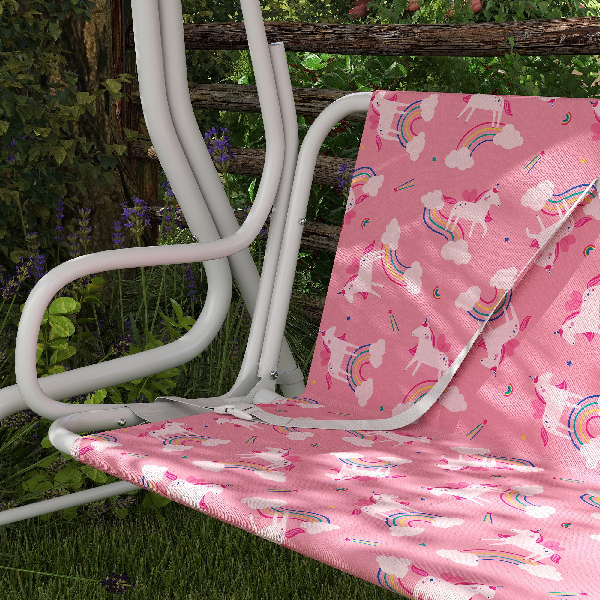Dondolo per Bambini Altalena da Giardino 2 Posti 112x75x120 cm Rosa