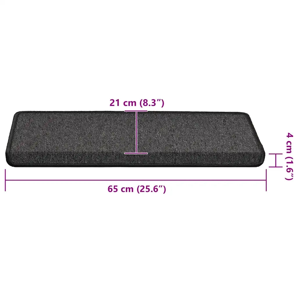 Tappetini per scale 30 pz 65x21x4 cm Antracite Bordo rettangolare 3365765