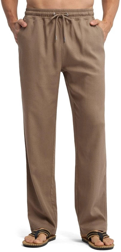 Pantaloni per Uomini - Mix Katoen-Lino Leggero - Corda Regolabile - Pantaloni da Gioco - Pantaloni da Jogging - Tasche Ampie - Pantaloni da Estate