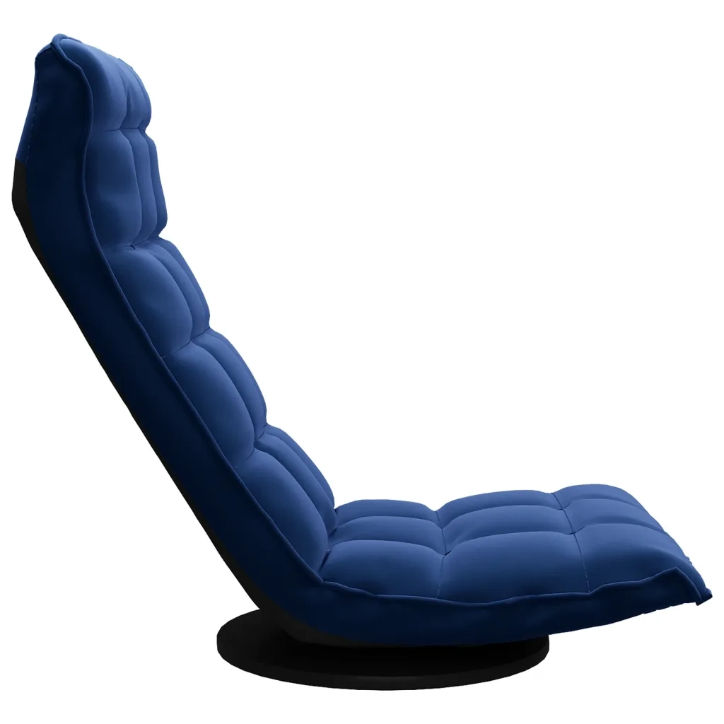 Sedia da Pavimento Girevole Blu in Velluto