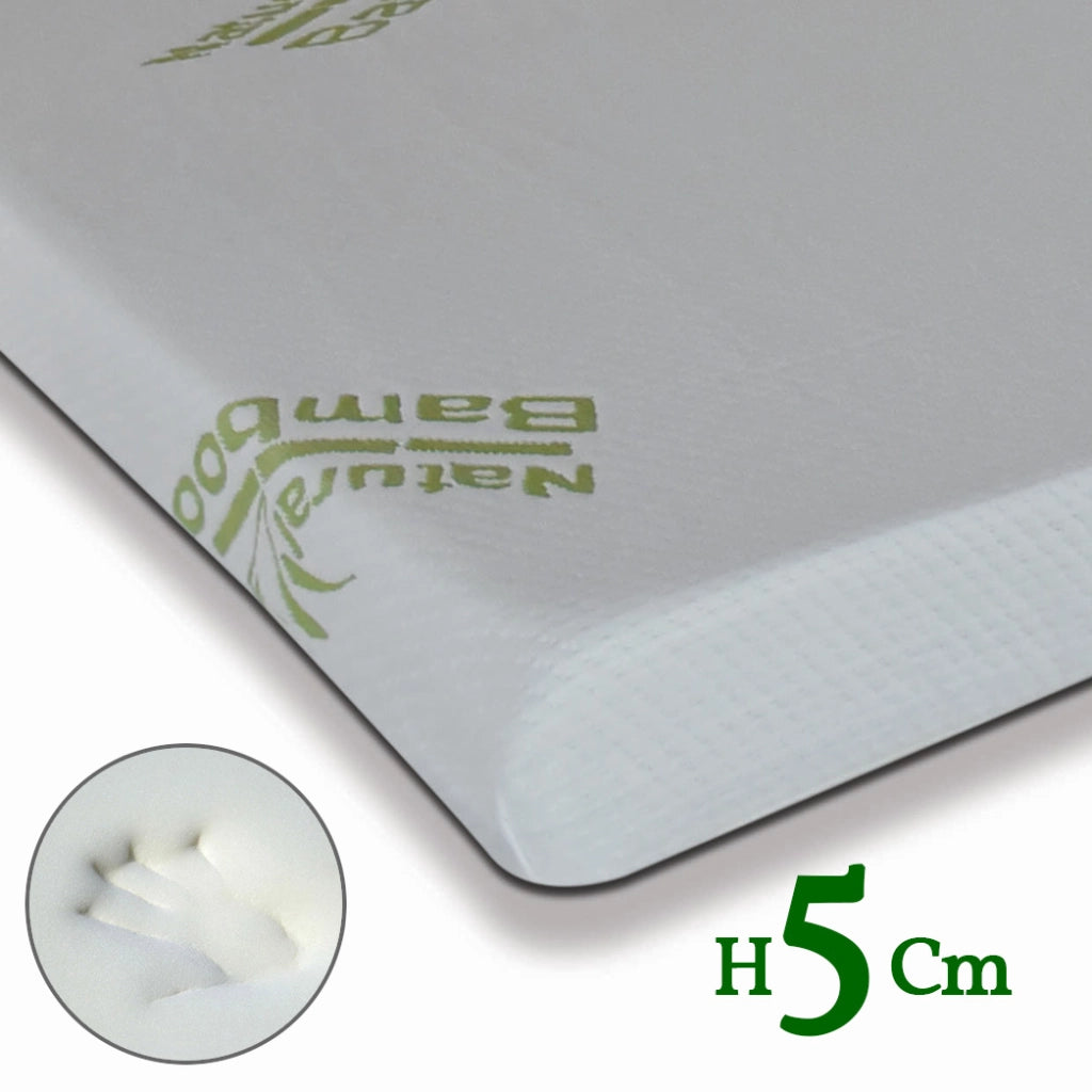 Topper memory 95x200 cm, Topper per materasso alto 5 cm sfoderabile, correttore materasso Made in Italy con tessuto Anallergico 