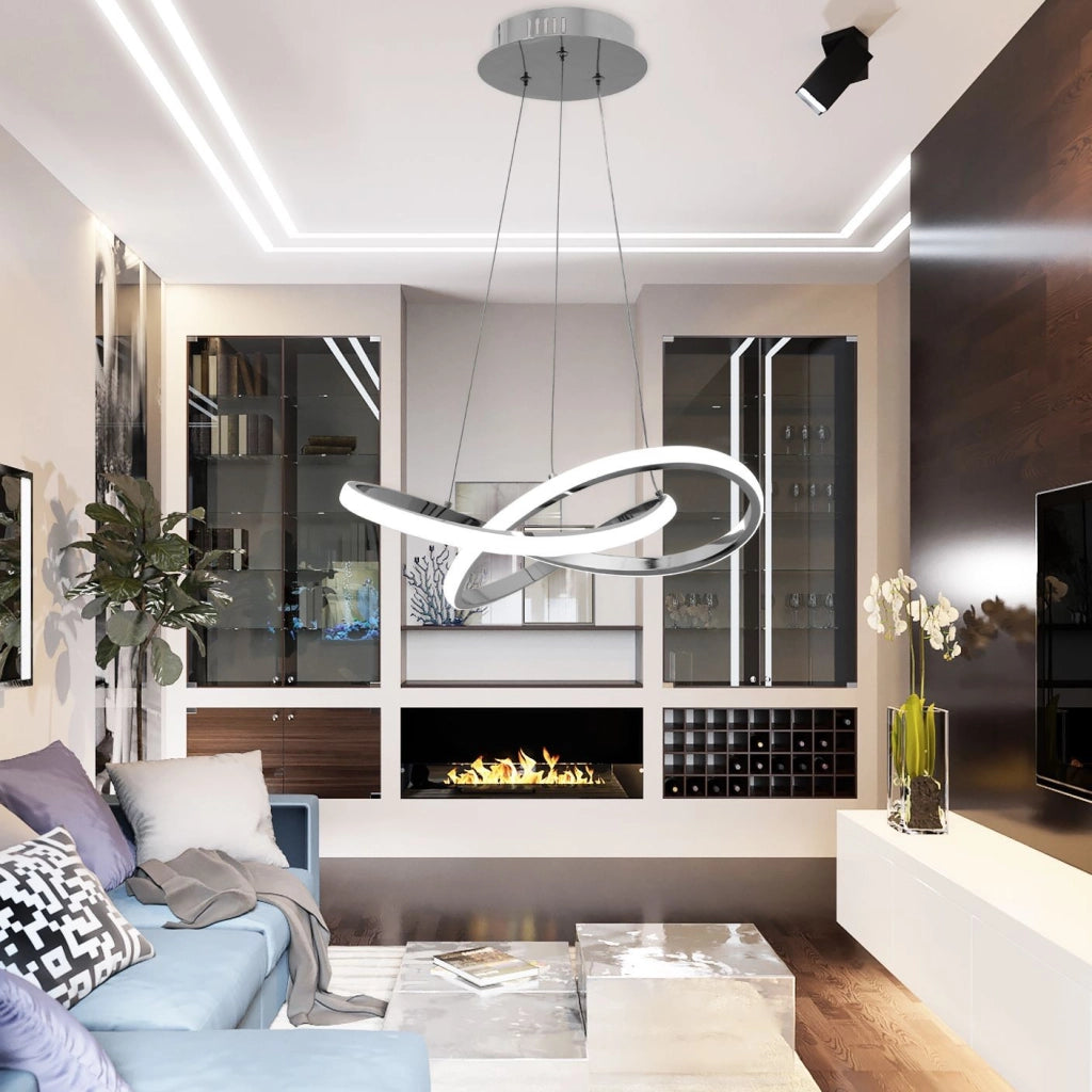 Lampada Da Soffitto Pensile Ring Moderno Led+telecomando App389-cp Bianco