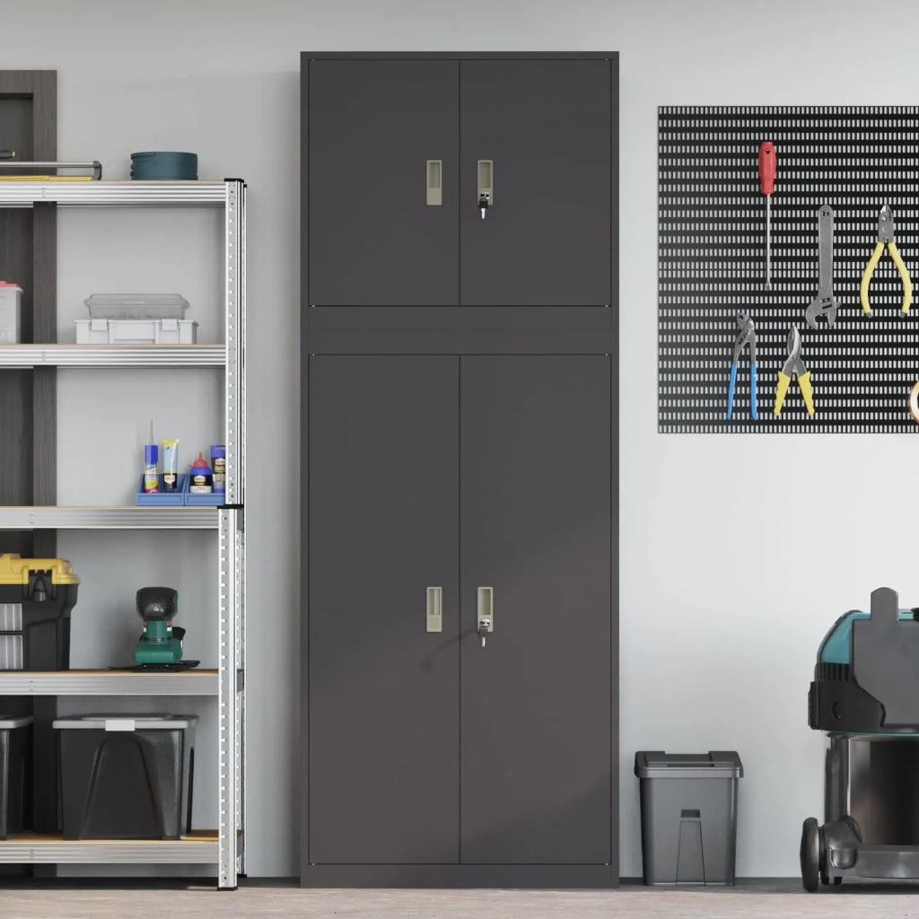 Armadio 2 pz Nero 80 x 40 x 210 cm Acciaio Bloccabile 3438741