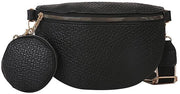 Borsa a Spalla Nero - Pelle Finta - Portafoglio Circolare - Impermeabile - Viaggio/Comprare - 24 x 17 x 1 cm - Borsa a Mano