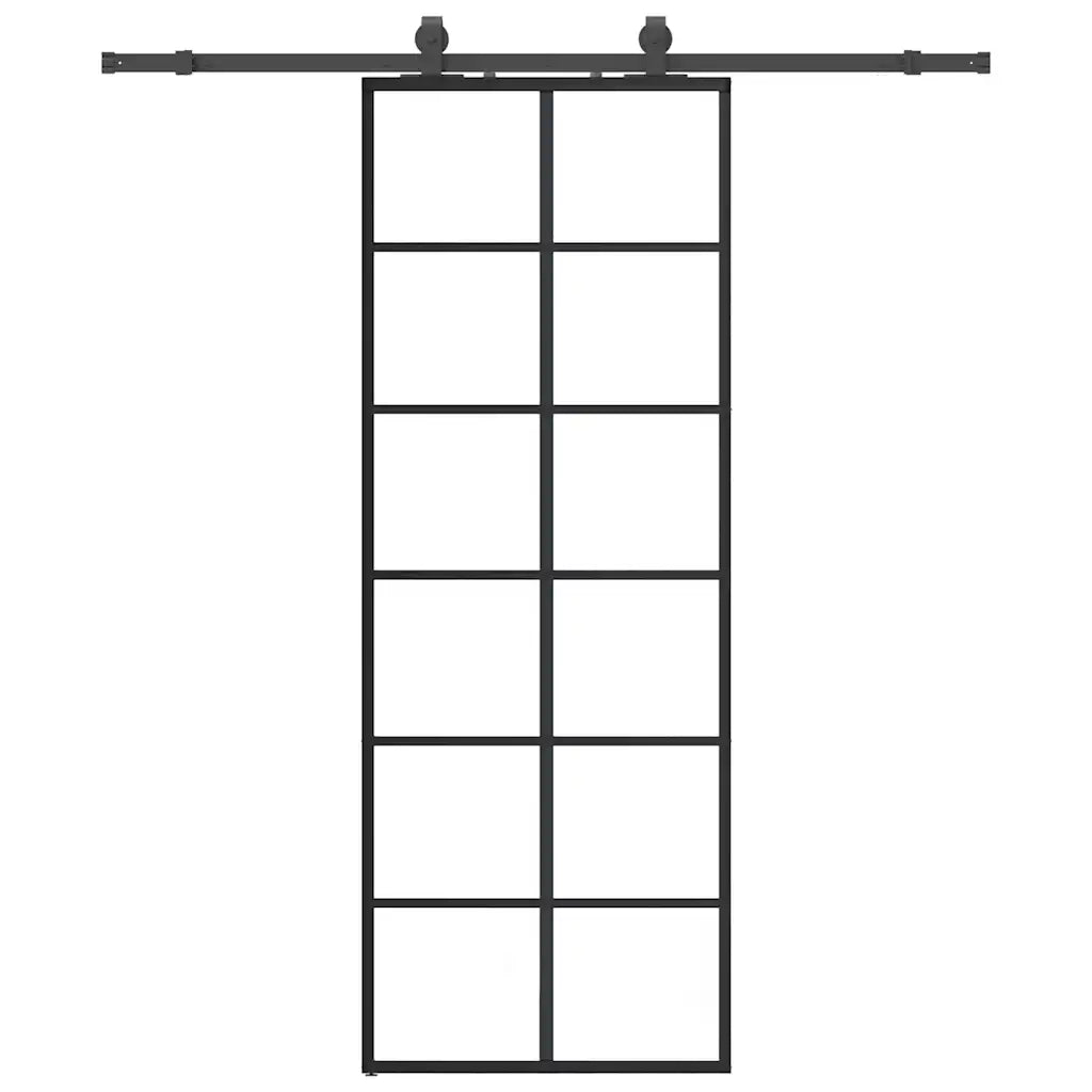 Porta Scorrevole con Ferramenta Nera 76x205 cm in Vetro ESG 3375790
