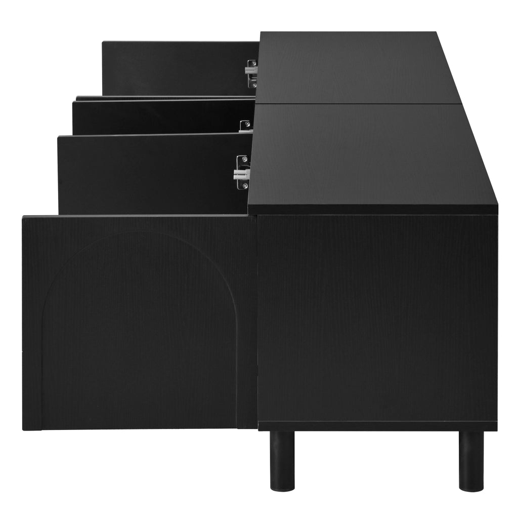 Mobile TV 180x38x45 cm con 5 ante e passacavi; in PB e MDF; nero