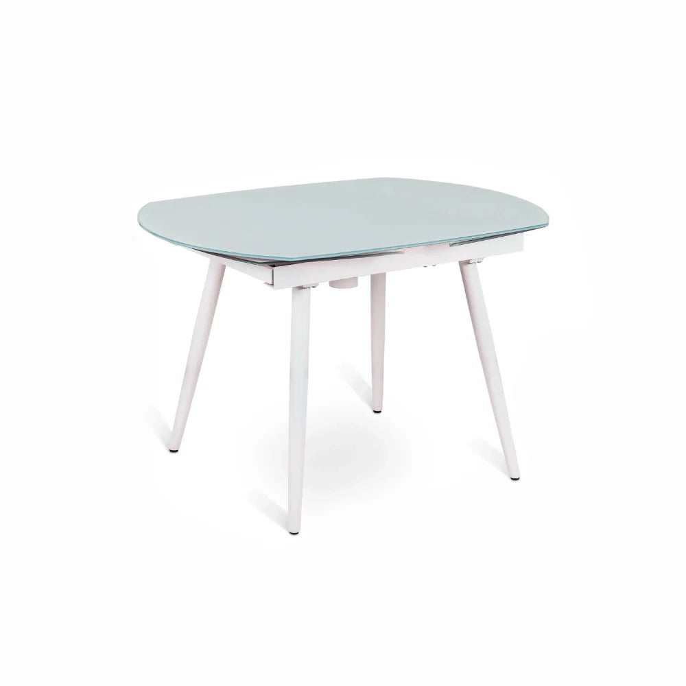 Tavolo da pranzo allungabile in vetro temperato bianco Ricky 120-180x90 cm fino a 8 posti | Duzzle