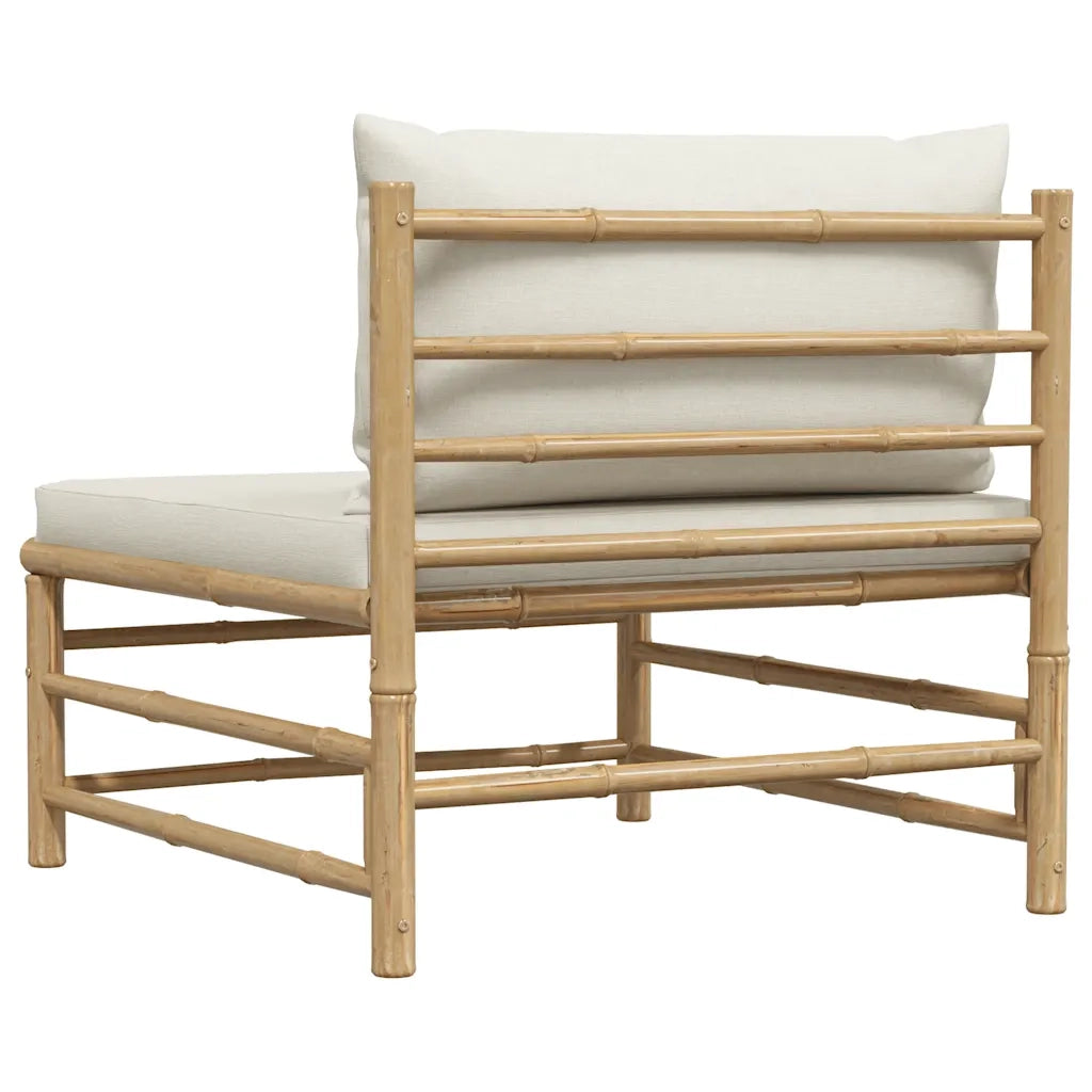 Divano Centrale da Giardino con Cuscini Bianco Crema in BambÃ¹ cod mxl 78633