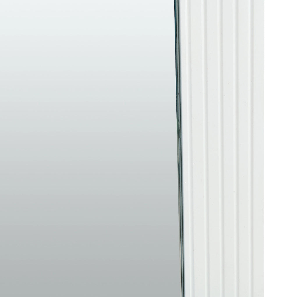 Specchio da parete quadrato 80x80 cm con cornice MDF bianca a righe verticali