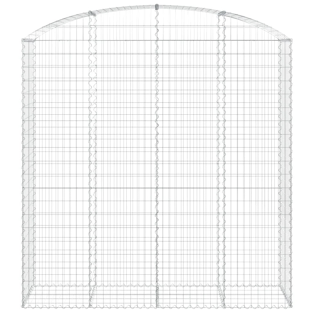 Cesto gabbione recinzione a gabbia muro di contenimento ad arco 200 x 50 x 200/220 cm ferro zincato argento 02_0040035