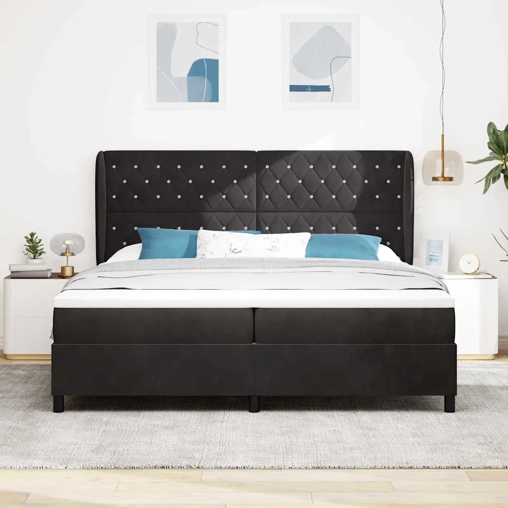 Letto a molle con materasso Nero 200 x 200 cm Poliestere 3340894