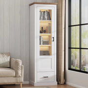 Vetrina LED con Anta in Vetro ¨C MINIMAL ¨C Bianco Opaco, 5 Ripiani, 178 cm