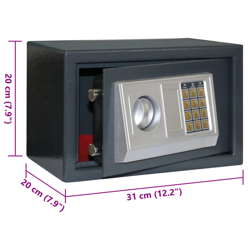 Casseforte Elettronica Grigio Scuro 31x20x20 cm Acciaio