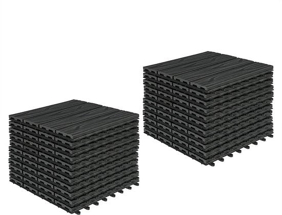 Tegoli per balcone in WPC - lastre per pavimento con look in legno - compositi per pavimento esterno - sostenibili e resistenti allo slittamento, installazione facile - 30 cm x 30 cm per tegolo