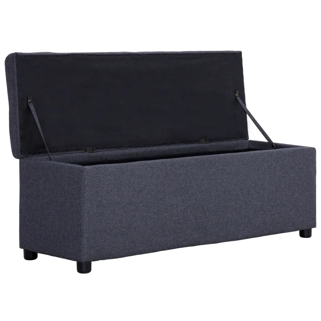 Panca con Vano Portaoggetti-Panca con Contenitore-Sgabello 116 cm Grigio Scuro in Poliestere