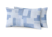 Coppia Federe Cuscino Letto Con Bottoni Laterali 100% Cotone Disegno Brick GI - Federe - Azzurro
