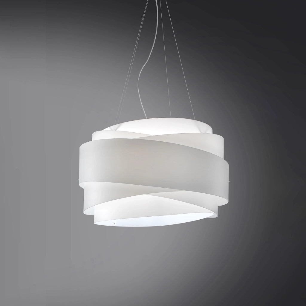 Lampadario Moderno Bea Polilux ® Bianco E Metallo Cromo 5 Luci E27 D80Cm