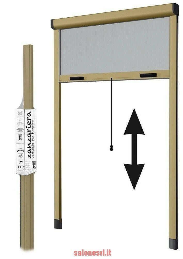 ZANZARIERA VERTICALE RIDUCIBILE 140X170 A RULLO CON FRIZIONE BRONZATA MADE IN ITALY