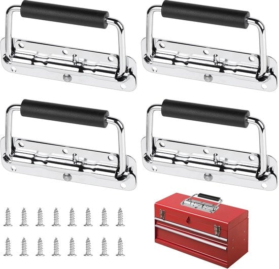 Maniglia a Serraggio con Materiale in Acciaio Inossidabile - Sostenibile e Resistente alla Corrosione - Colorazione Argento - Ideale per Cassetti e Attrezzature - Adatto per l'Inserimento e la Installazione in Cassetta.