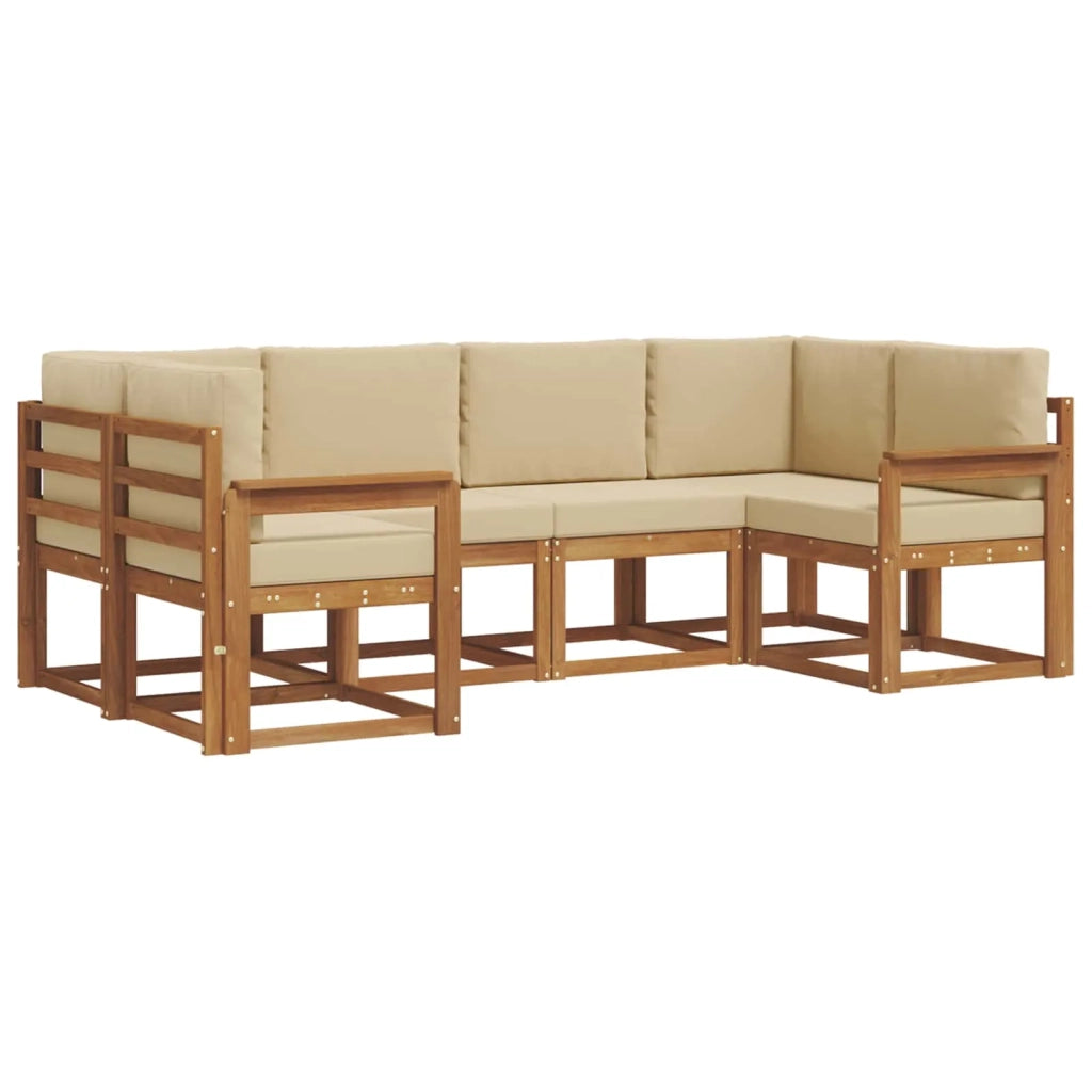 Set di divani da esterno con cuscino 6 pcs Naturale e Beige 3366876