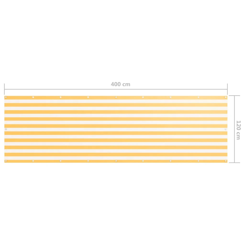 Paravento per balcone frangivista 120 x 400 cm tessuto Oxford bianco e giallo 02_0010075