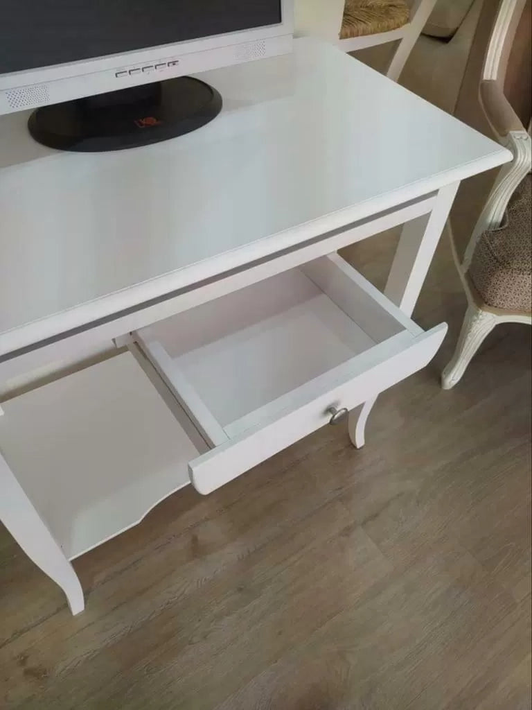 Scrivania 1 cassetto legno arte povera bianco 85x49x79h (1533) - Mobili 2G
