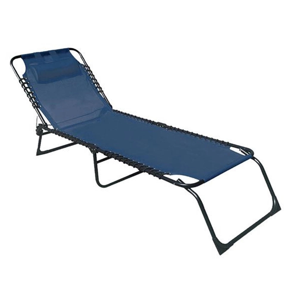 Trade Shop - Lettino Prendisole Sdraio Senza Parasole In Textilene Blu Reclinabile Giardino 483007 -
