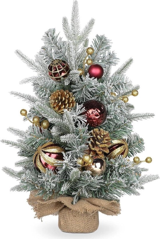 Albero di Natale mini 60 cm con pallone di Natale - rami artificiali - neve - decorazione di Natale - interni - ufficio - decorazione invernale