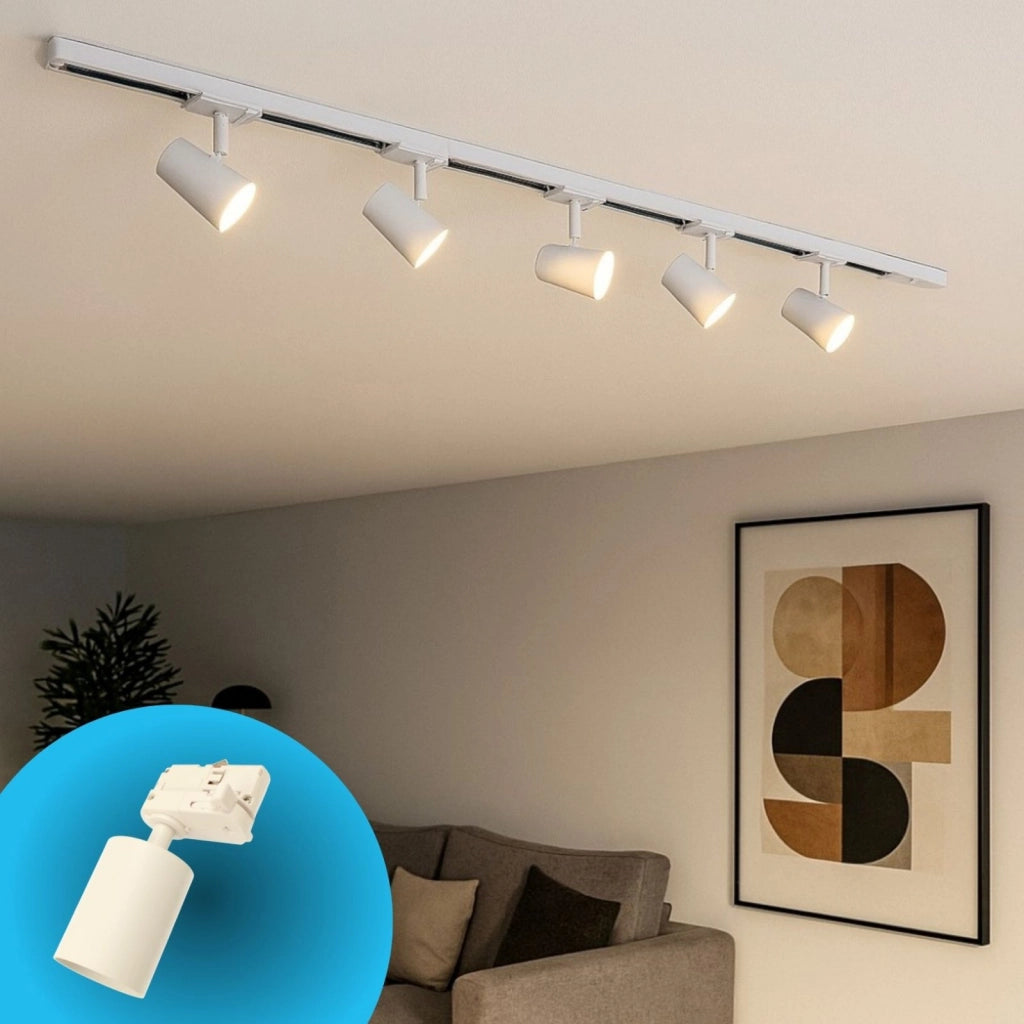 Sistema Illuminazione Binario Trifase Bianco, Binario Connettori Giunti Accessori (Portafaretto E27)