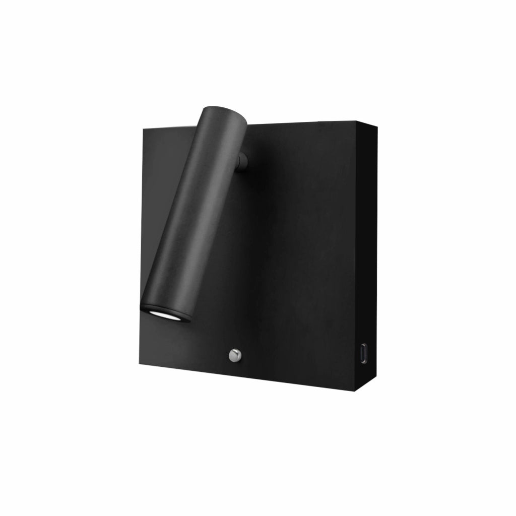 Applique LED da Parete Sweet Wall 4W 2700K 20° Orientabile con Caricatore Wireless USB-A/C Integrato Nero Opaco - Beneito & Faure