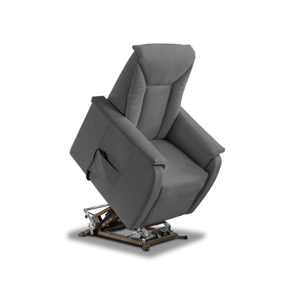 Poltrona Alzapersona Elettrica 2 Motori 82x108x84 cm Baila in Microfibra Dispositivo Medico 1 Grigio Scuro