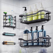 Organizzatore Bagno Autoadesivo - 5 Pezzi - Nero - Acciaio Inox