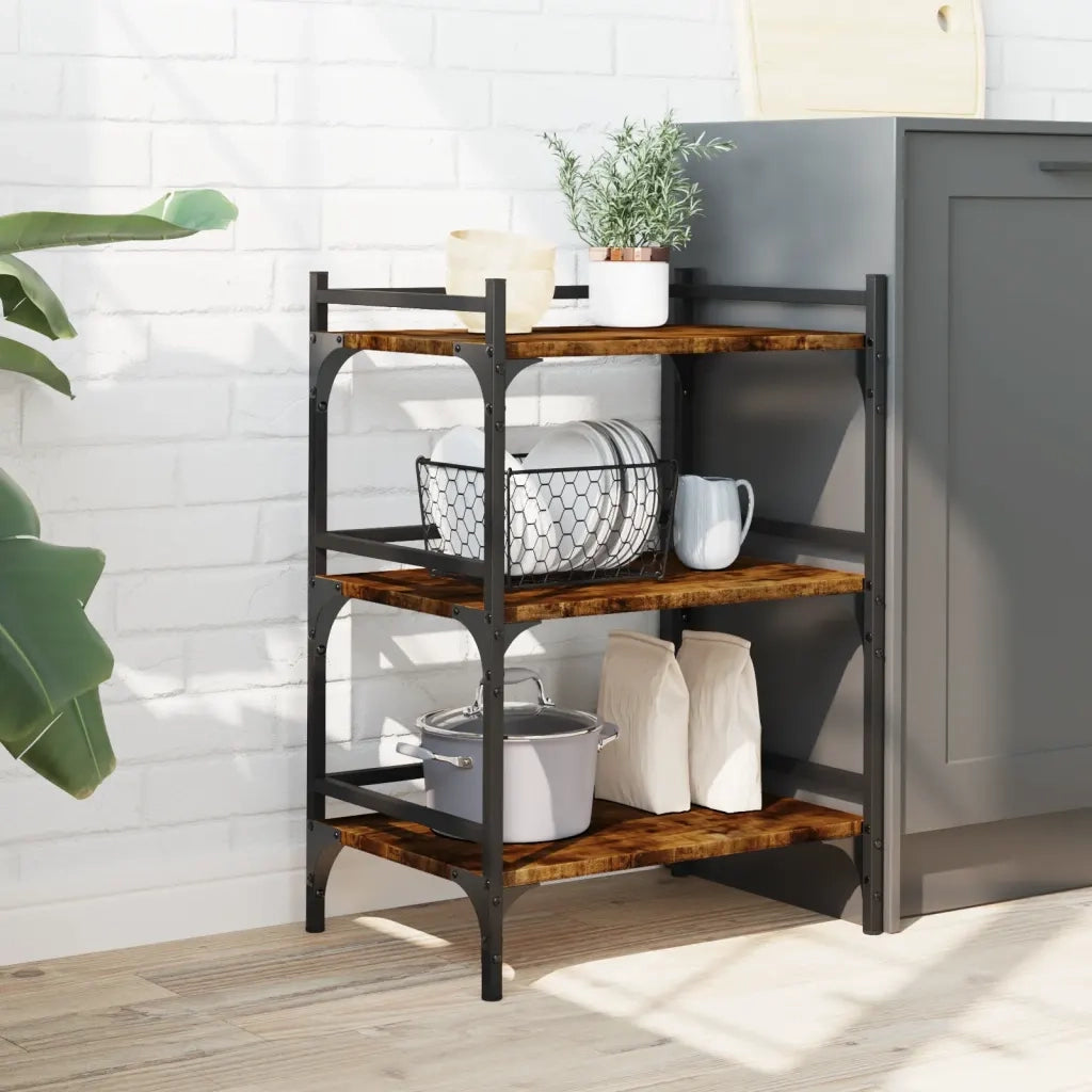 Carrello da Cucina-Scaffale per Cucina Rovere Fumo 50x35x75,5 cm Legno Multistrato