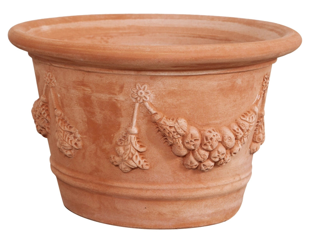Biscottini Vaso in terracotta Galestro festonato 100% Made in Italy, interamente fatto a mano