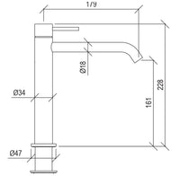 Rubinetto Miscelatore Monocomando Alto Lavabo Satinato Tevere