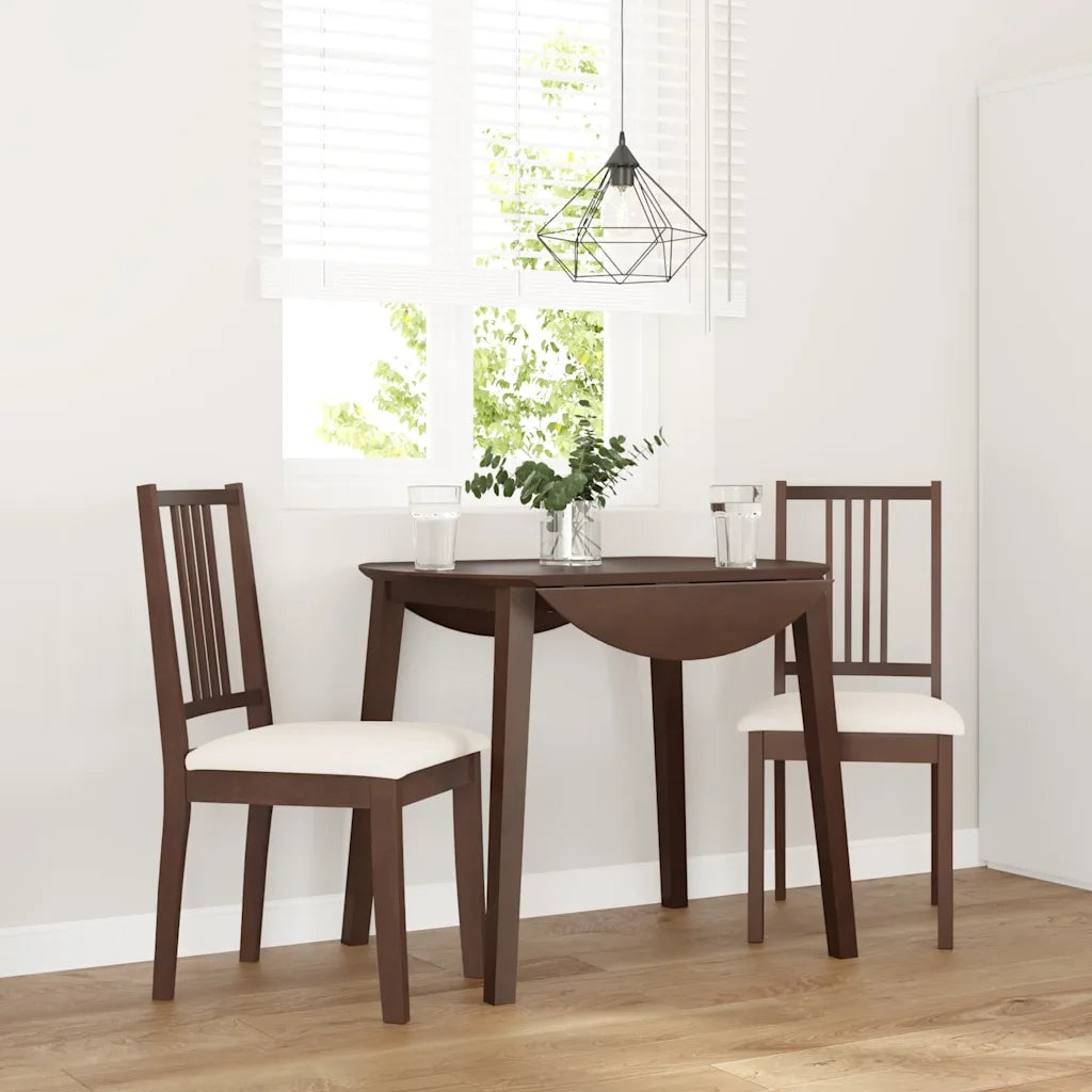 Sedie da Pranzo con Cuscini 2pz Marrone Legno Massello di Hevea 4102395