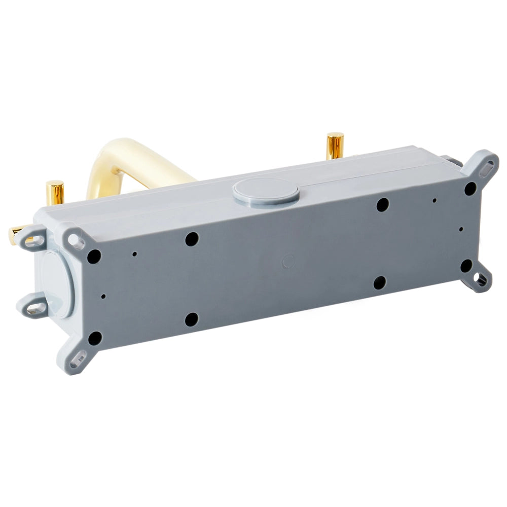 Rubinetto miscelatore per lavabo a parete in ottone color oro con 3 fori e doppia maniglia