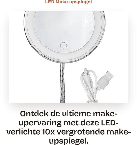 Specchio per trucco LED con 10x ingrandimento - Immagine chiara e non distorta - Montaggio da tavolo - Illuminazione regolabile - Adatto per uso domestico e viaggi