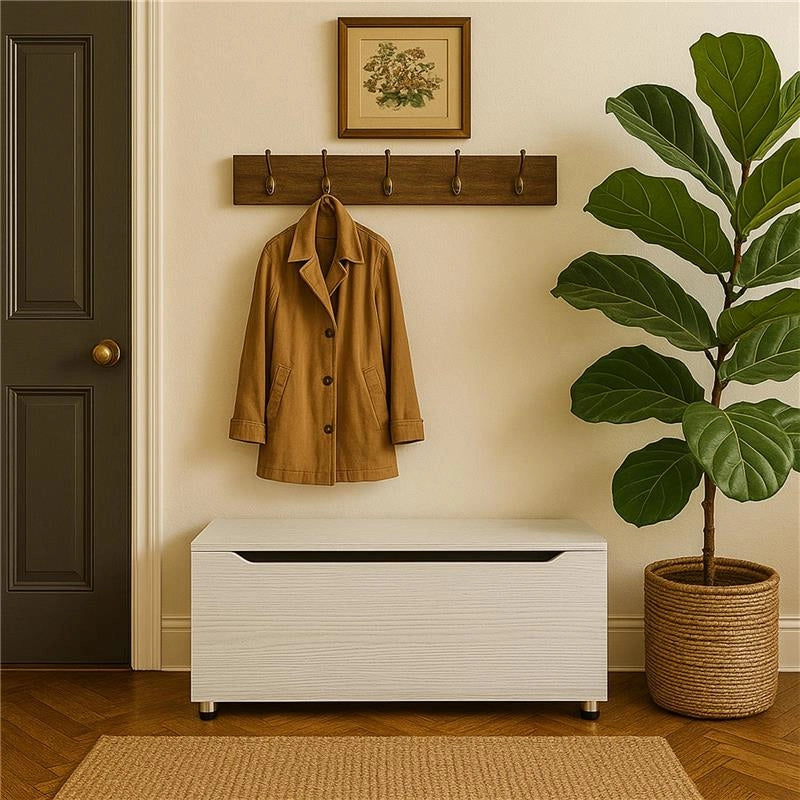 PANCA CONTENITORE REALIZZATA IN LEGNO100X40X35 CM COLORE BIANCO