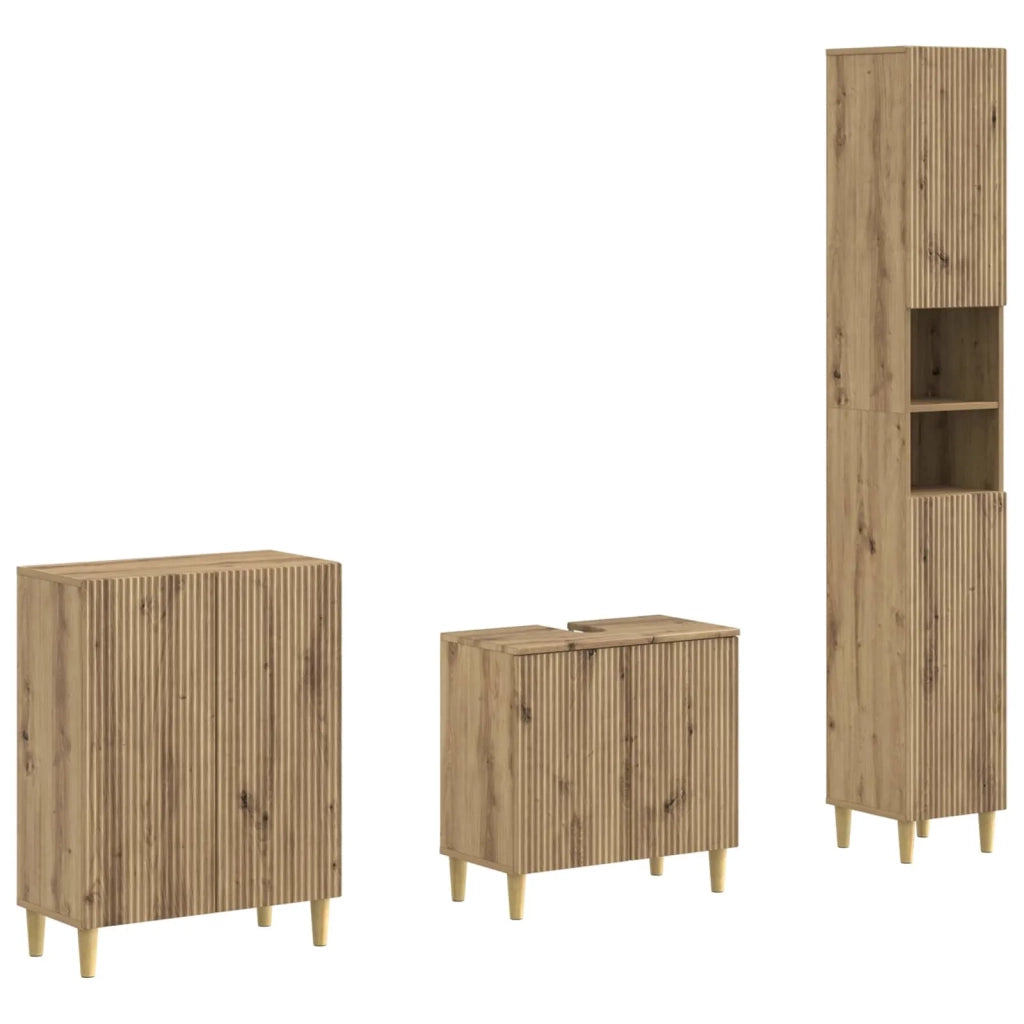 Set di armadietti da bagno in 3 pezzi ARNHEM Rovere Artigianale 3417449