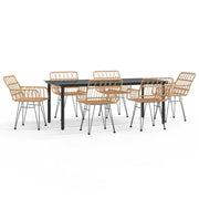 Set da pranzo da esterno 7 pezzi mobili da giardino resina di vimini 02_0014381