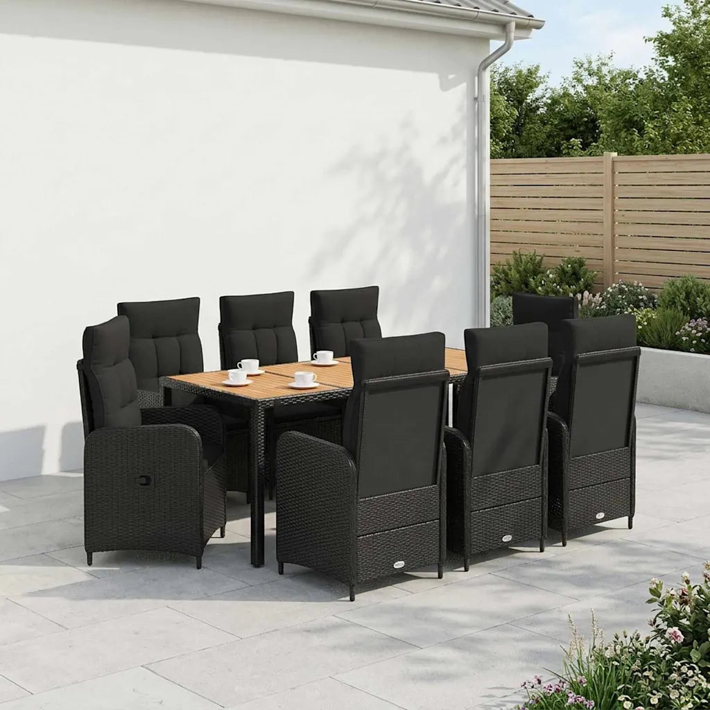 Set da pranzo per esterni 9 pz Nero 3422275