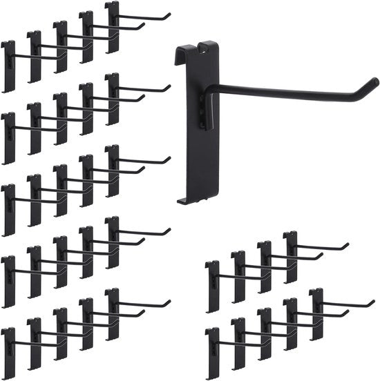 35 Pezzi di Gridwall Haken in Metallo - Haken per Display a Notch Nera (6")
