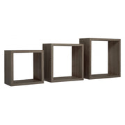Set di 3 Mensole da Muro, Cubi Arredo, Mensole Cubo, Cubi da Parete, Noce, 35x35, 30x30 e 25x25 p15,5 cm - Incubo