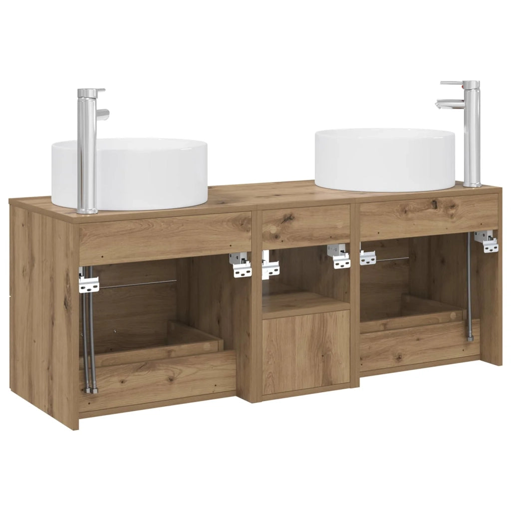 Set di mobili per il bagno 3 pz Rovere Artigianale 3405954